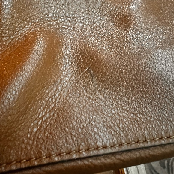 Fossil Riley Carmel Brown Leather Double Buckle Crossbody Bag - Picture 6 of 6